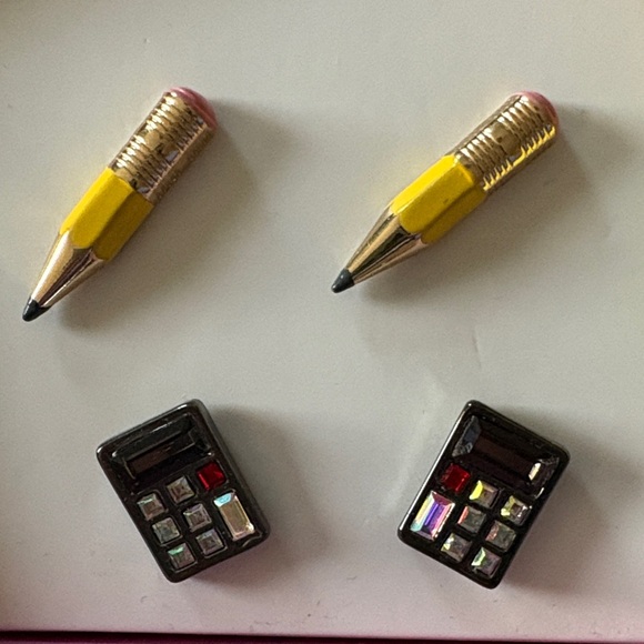 Betsey Johnson Earrings: Back to School Pencils and Calculator Earrings NWT - Picture 3 of 7